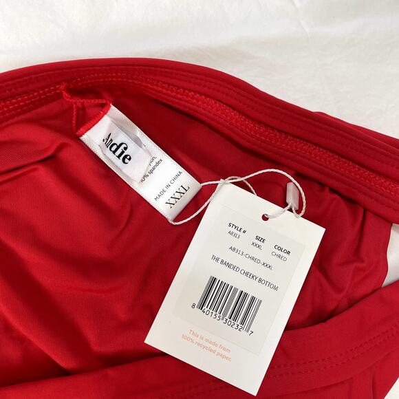 Andie Bikini Bottoms Womens XXXL Cherry Red The Banded Cheeky Swimwear New NWT - Picture 3 of 3